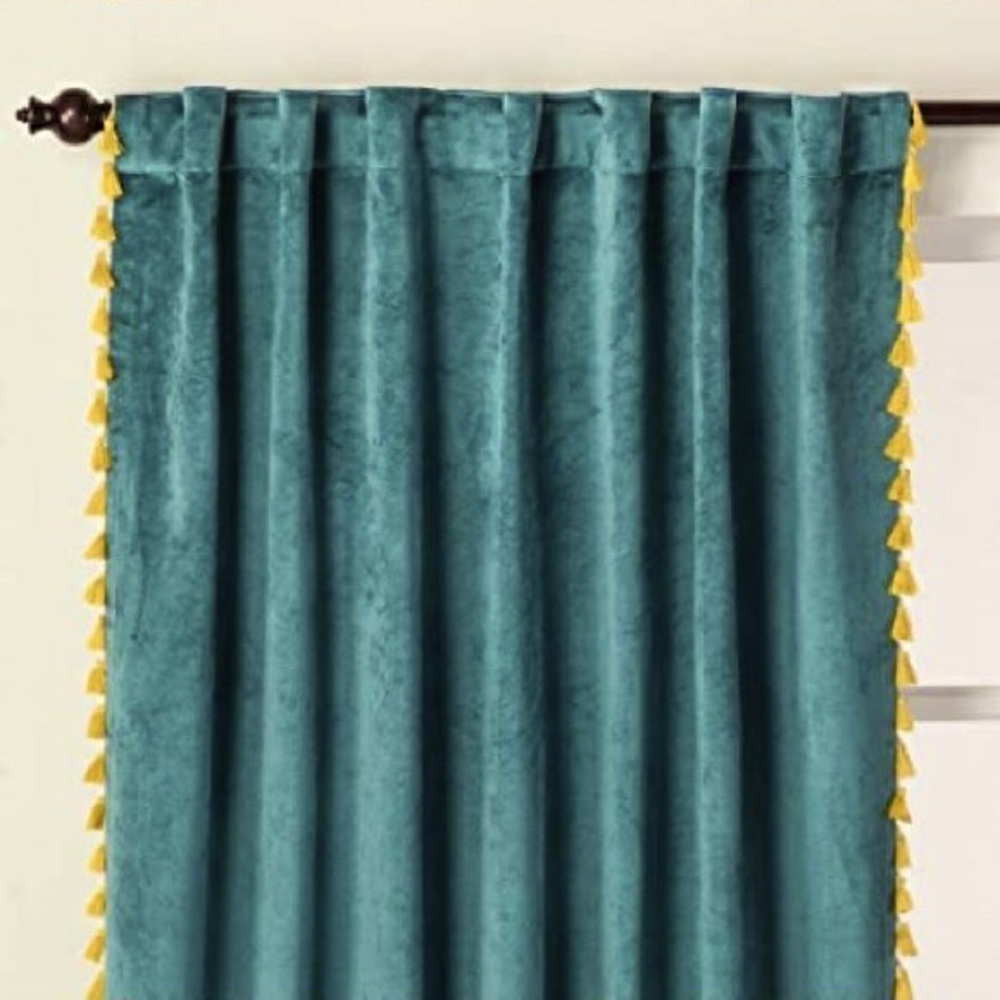 PAIR (2) Opalhouse velvet light filtering teal curtains 108in H x 54in W NWT